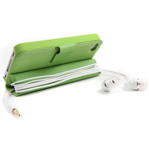 Magnétique Adsorption Folio Smart Flip Stand housse pour iPhone 4 4 s multifonctionnelle porte casque canette enrouleur vert