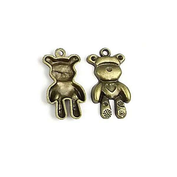 (28426)100g,about 55 pcs 28x15mm antique bronze zinc alloy bear charms pendants diy jewelry findings accessories wholesale