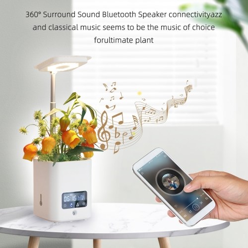 Jardinière intelligente pour plantes d'intérieur, jardin d'intérieur, lumière de croissance avec lampe de table LED, horloge, humidificateur, kit de culture hydroponique automatique pour petites plantes aromatiques