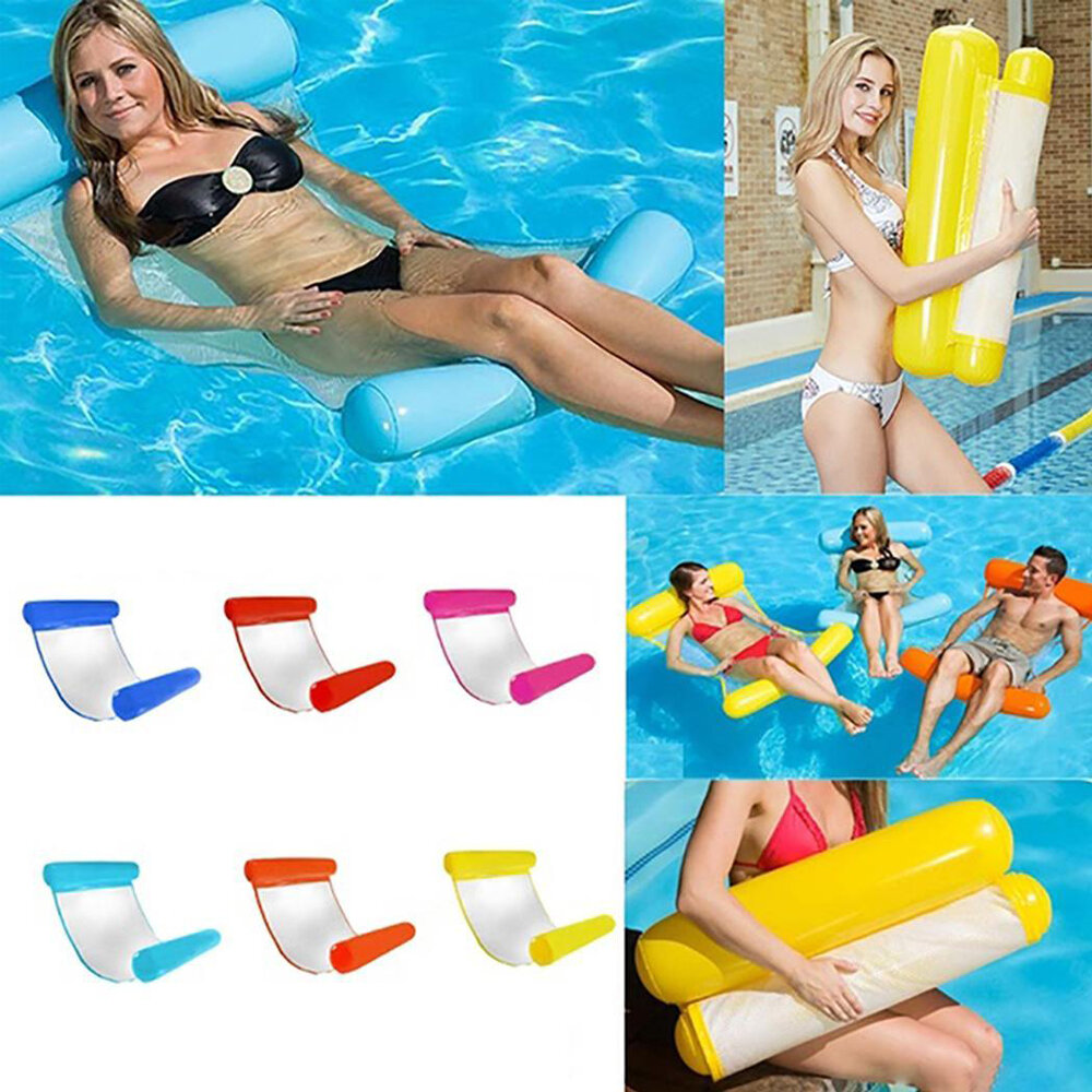 130 * 80CM Hammock Foldable Dual-use Backrest Inflatable Toys Water Play Lounge Chair Floating Bed Leisure Toy with Infl