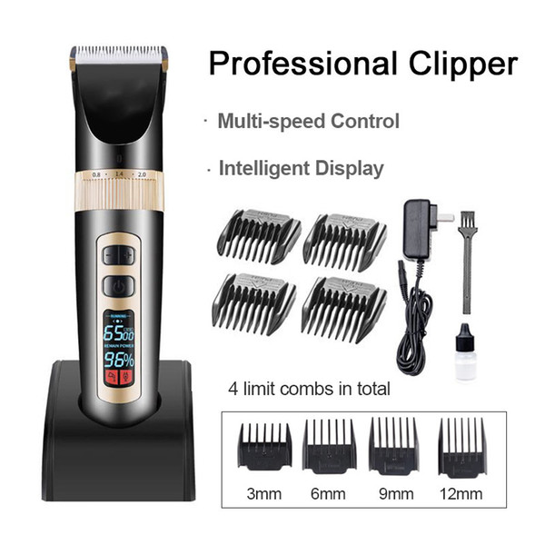 professional electric lcd display mute hair trimmer to children hair cutting machine men powerful shaving machine