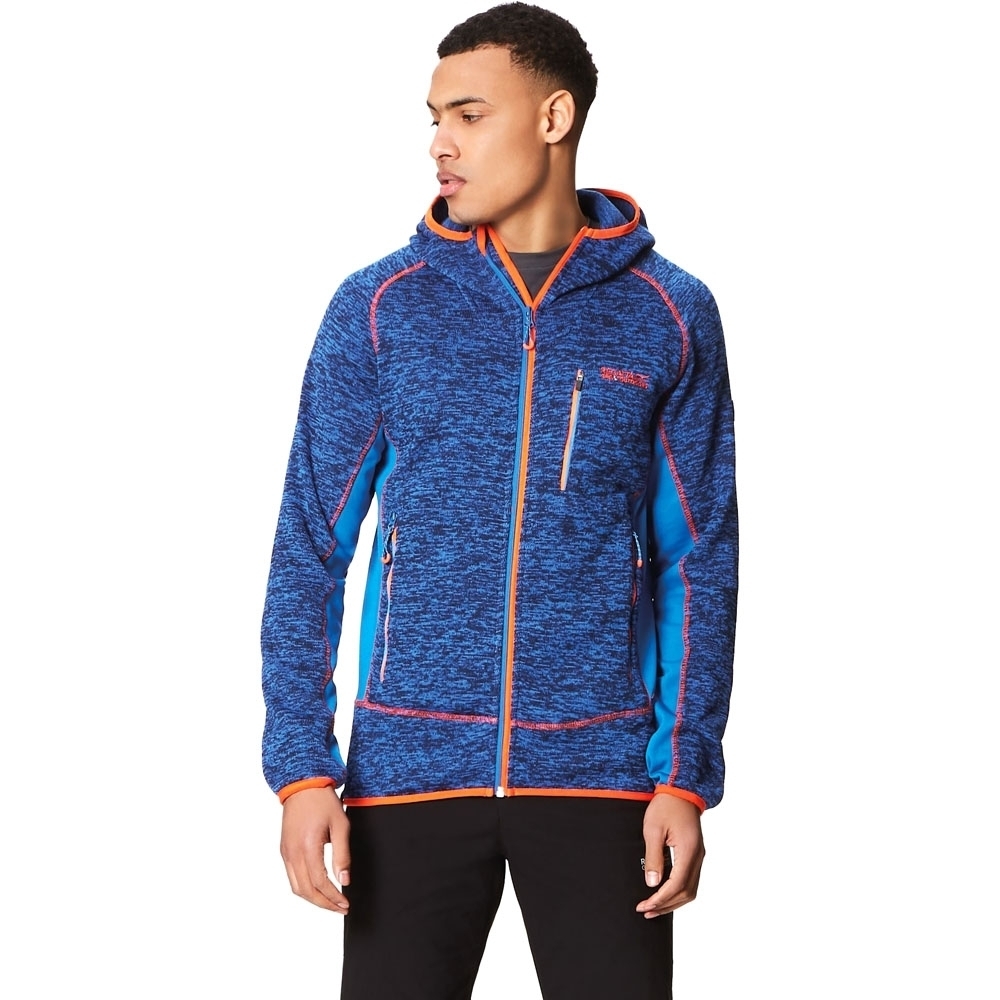 Regatta Mens Cartersville V Hooded Marl Stretch Full Zip Fleece Jacket XL - Chest 43-44' (109-112cm)