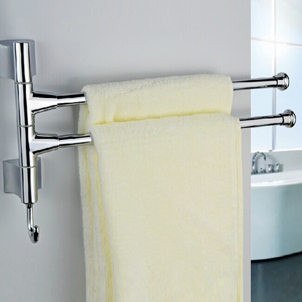 zhangji stainless steel towel bars rotatable holder with hooks double bars bathroom towel racks wall mounted