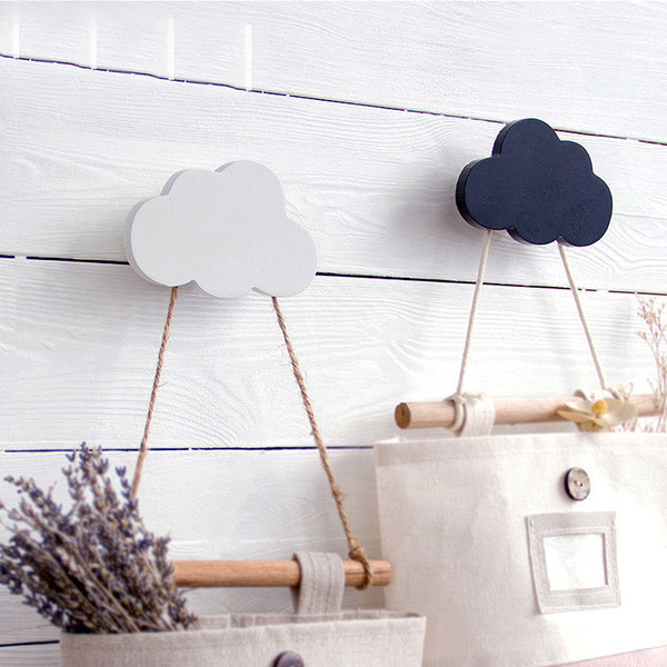 wall-mounted hooks cloud hook wooden wall clothe ins nordic kids room wall sticker decoration hanger children birthday gift hook