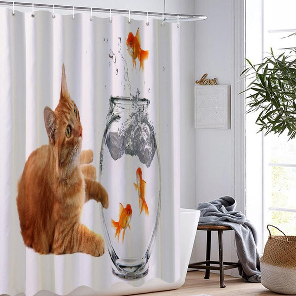 lovely cats shower curtains pet cat waterproof washable cute cartoon comfortable for kids gift bathroom curtain home decoration