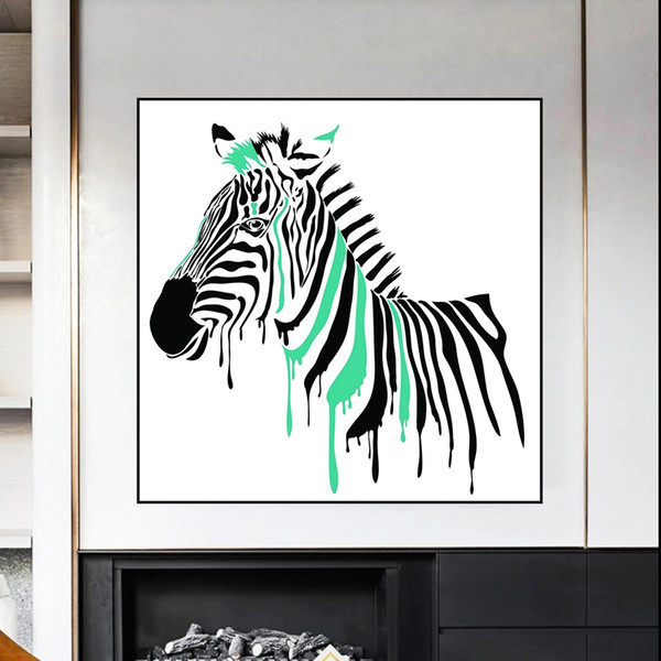 watercolor zebra art painting canvas living children's room decor factory customize