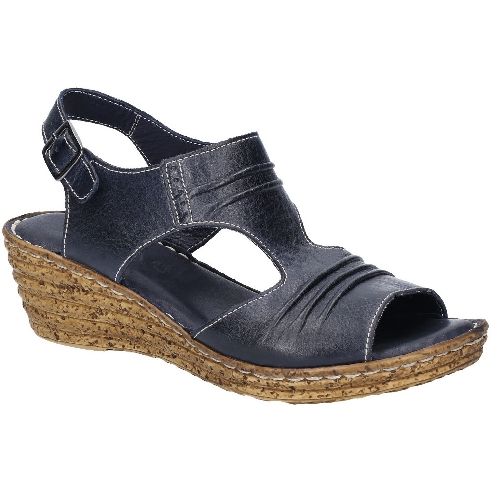 Fleet & Foster Womens Incence Pleated Leather Wedge Sandals UK Size 4 (EU 37)