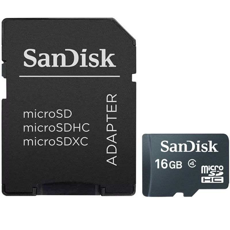SanDisk 16GB Micro SD Card (SDHC) + Adapter - 4MB/s