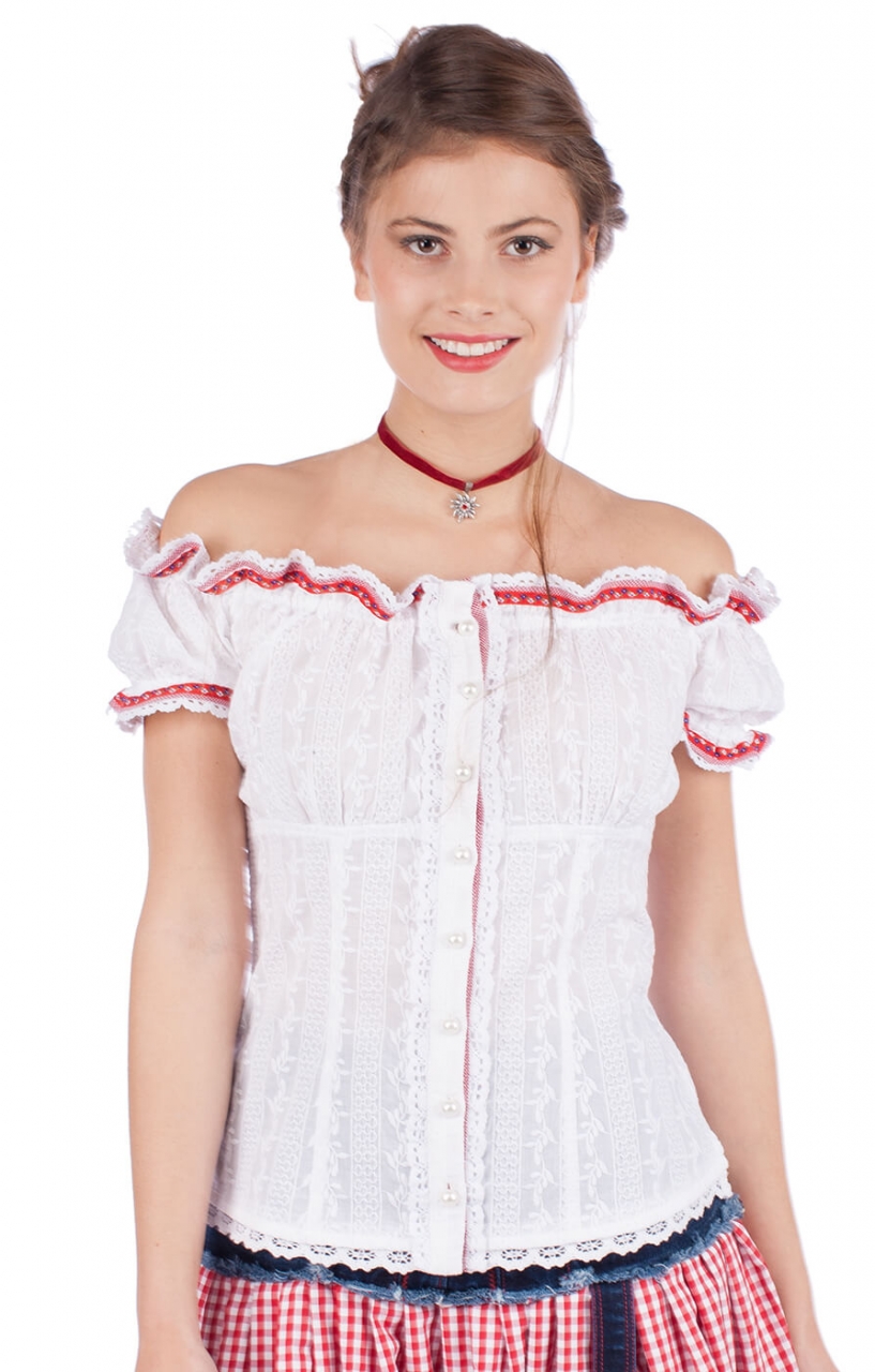 Traditional blouse 33840-1 white red