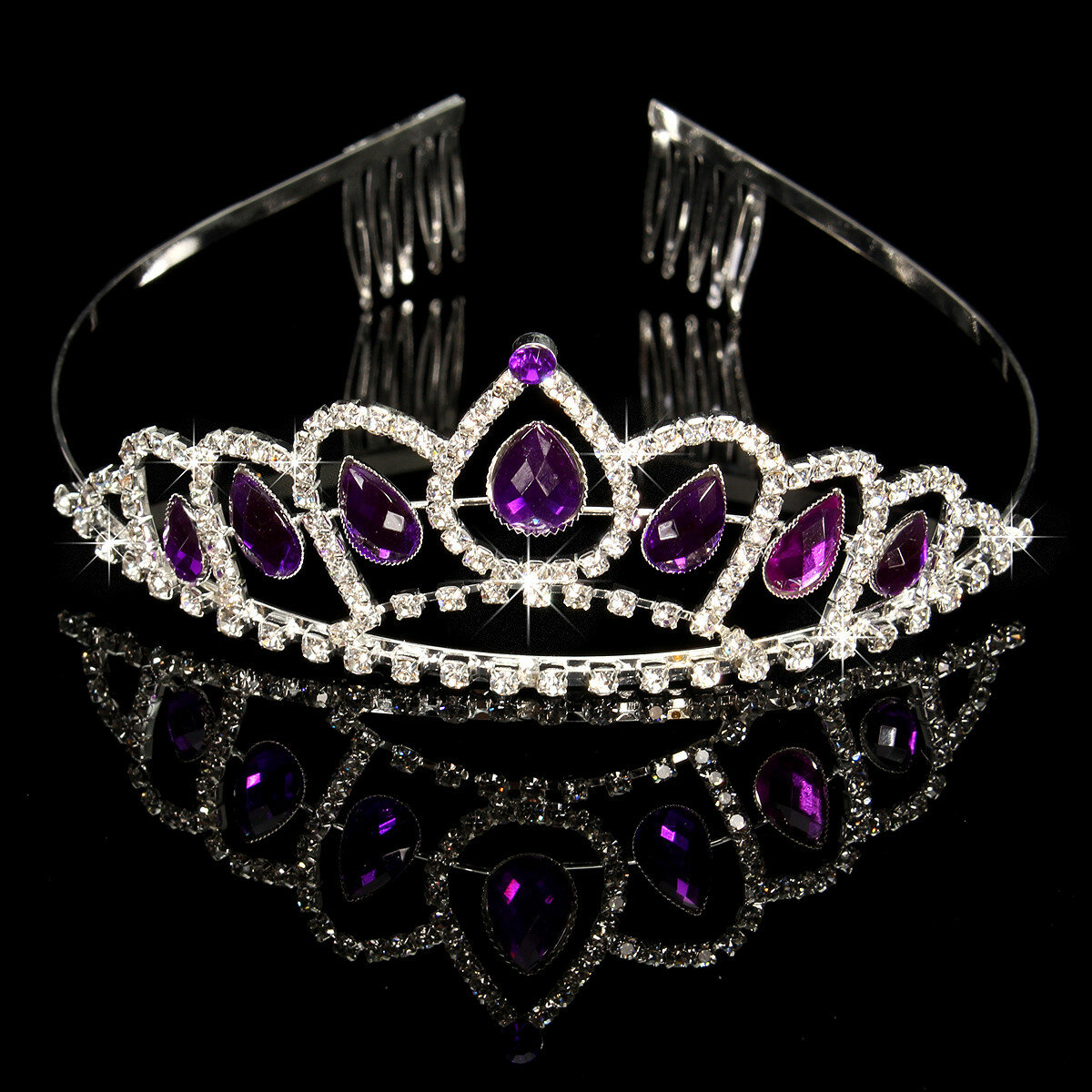 Princess Wedding Bridal Purple Crystal Hair Comb