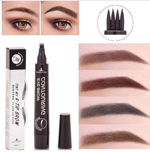 makeup microblading tattoo eyebrow pencils waterproof fork tip eyebrow tattoo pen 4 head fine sketch enhancer korean cosmetics