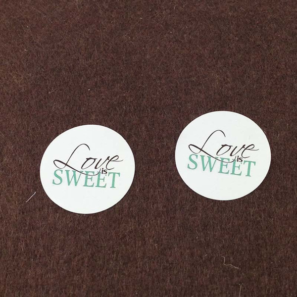 wholesale- round 3cm white paper 100pcs/lot mint green"love is sweet"sticker labels pure and fresh adhesive stickers diy for gift/box/bake