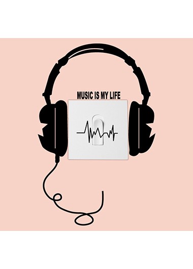 ROTITA 1pc 20 X 20cm Headphone Pattern Black Switch Sticker