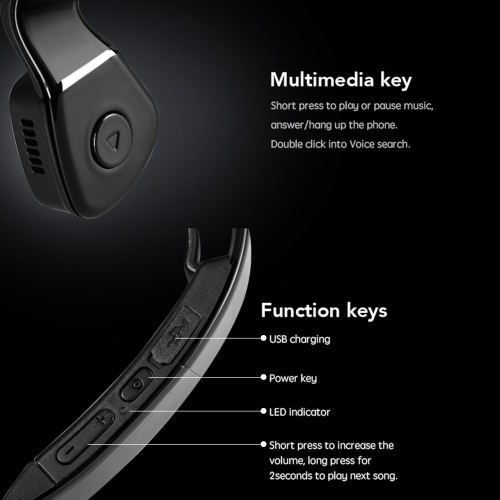 Windshear S6 Bone Conduction Headset Wireless BT Earphone Outdoor Sports Headphone Hands-free with Mic White for Smart Phones Tablet PC Notebook