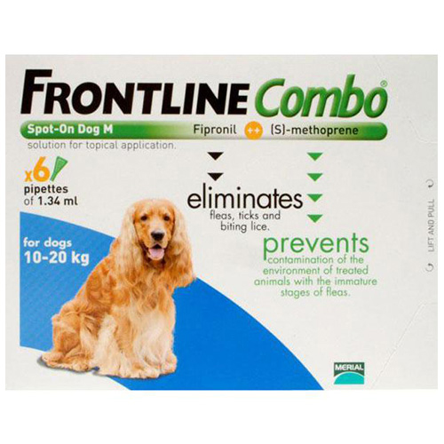 Frontline Plus (Combo) For Medium Dogs 23-44 Lbs (Blue) 6 Pipette