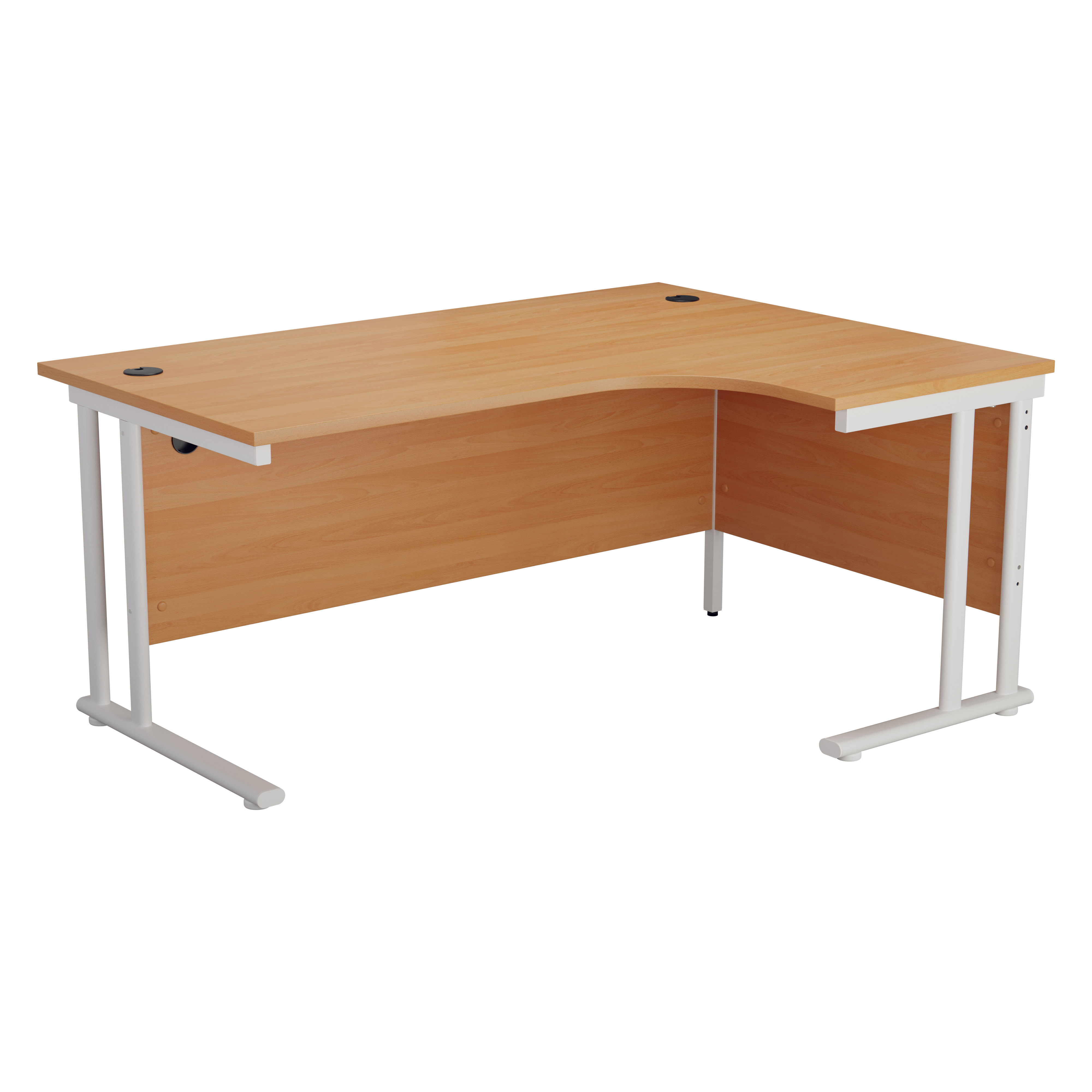 Start 1600 Crescent Cantilever Workstation RH - Beech Top and White Legs
