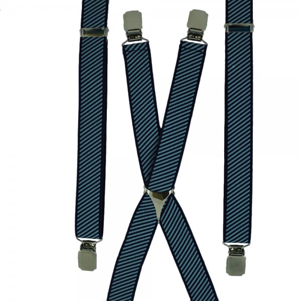 Navy & Light Blue Striped Skinny Trouser Braces