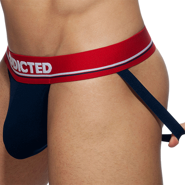 Addicted Cockring C-Through Microfiber Jock - Navy XL
