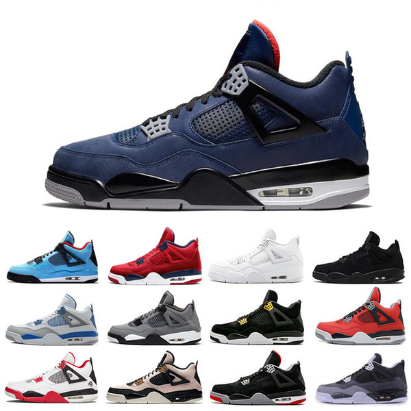 2020 new fiba 4 4s mens basketball shoes loyal blue bred black cat white cement sports shoes sports sneakers size us 8-13