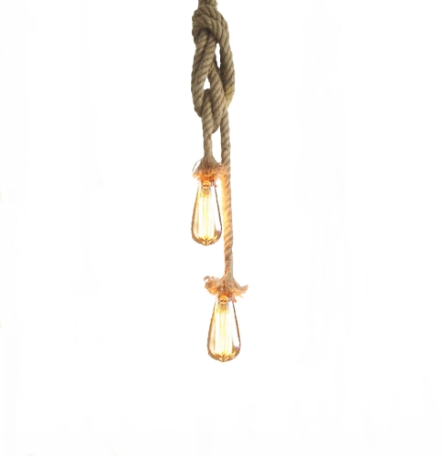 Lixada 150cm AC220V E27 Double Head Vintage Hemp Rope Hanging Ceiling Light