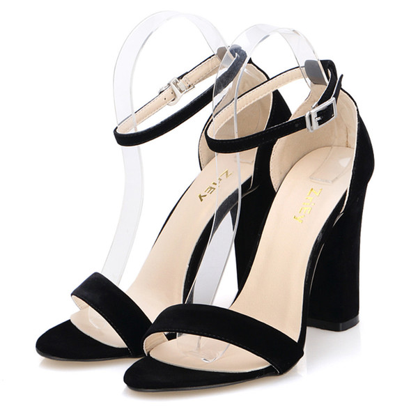 women pumps open toe ankle straps high heels shoes summer ladies bridal suede thick heel pumps