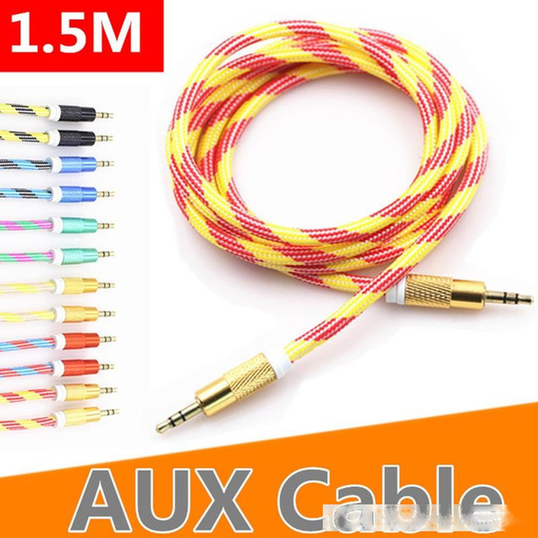 2020 new aux cable 3.5mm od 5.0 thicker nylon braided tangle-auxiliary audio cable 5ft 1.5m for headphones sumsang home car stereos