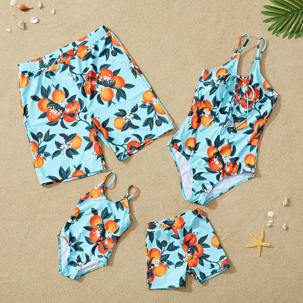 Orange Plant Family Swimsuits