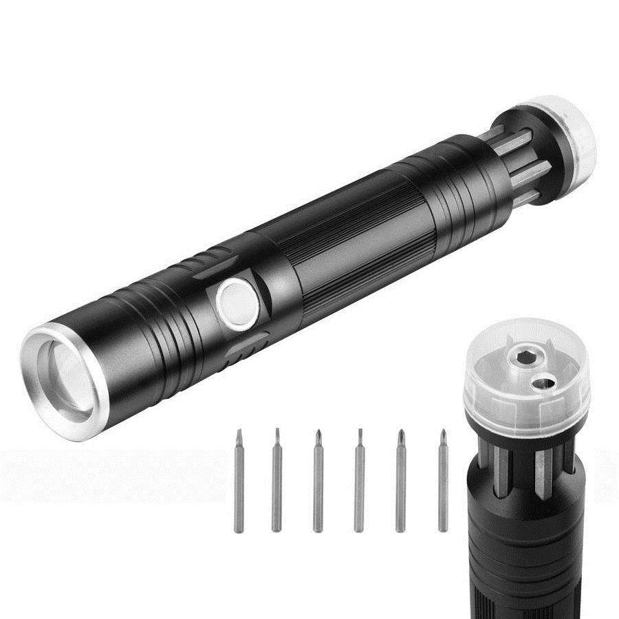 XANES S1 230LM 3 Modes Multifunction Waterproof Zoomable Magnetic Base LED Flashlight & Screwdriver