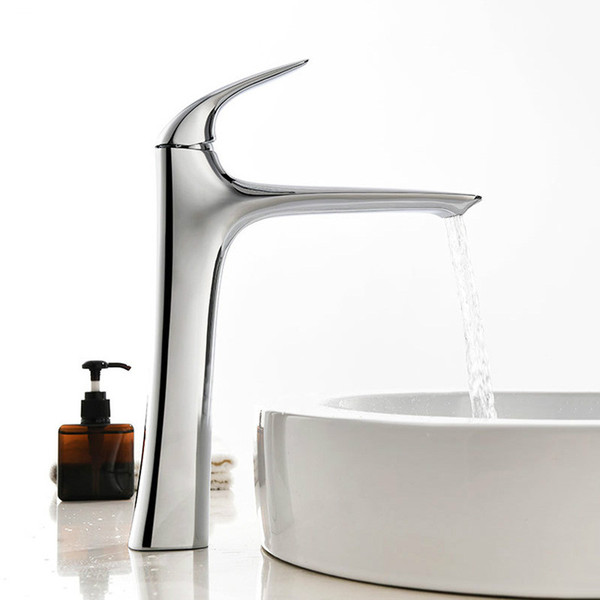 water fall faucet polished & chrome bathroom water mixer tap single handle counter basin faucet brass material tap