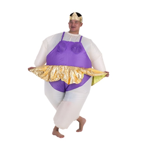 Cute Adult Inflatable Ballerina Costume Fat Suit for Women/Men Air Fan Operated Blow Up Halloween Party Fancy Jumpsuit Outfit