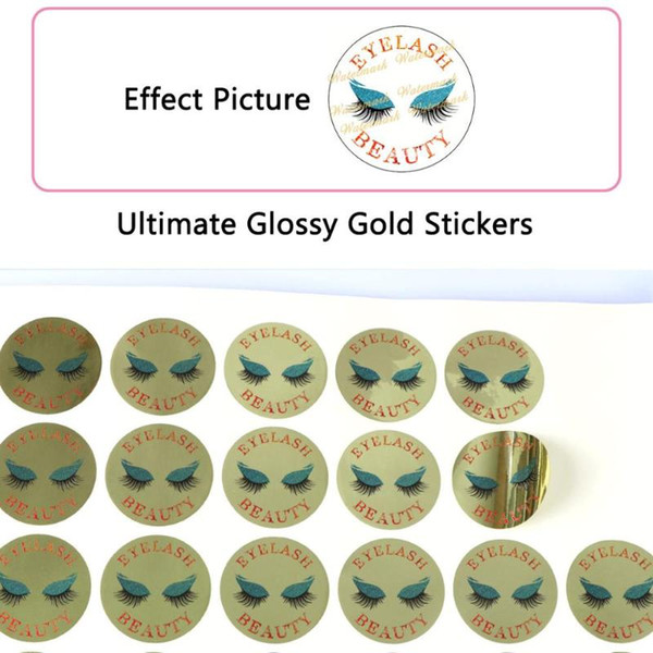 print glossy gold sticker custom for your eyelash packaging send your picture before purchase