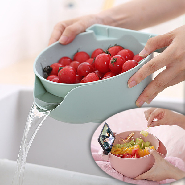 double layer fruit plate snack storage boxes kitchen drain basket living room plastic fruit plate creative gift home accessories