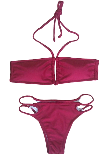 Women Cut Out Bikini Set Halter Push Up Padded Bandage Swimsuit Swimwear Bathing Suit