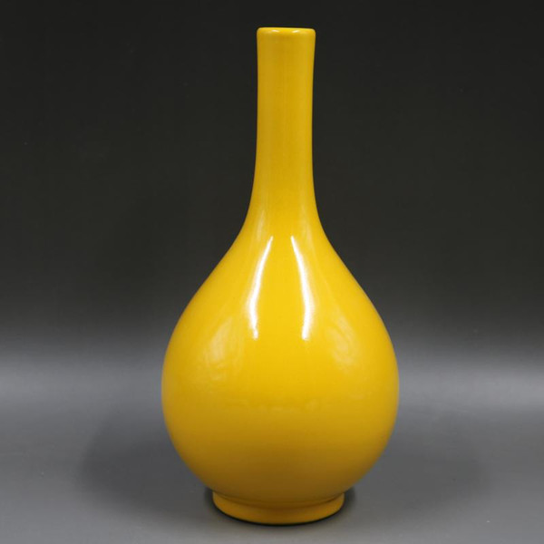 yongzheng year yellow glazed gallbladder antique vase flower arrangementhand-made antique porcelain arrangement collection in th