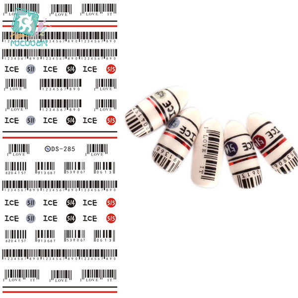 rocooart ds285 diy water transfer foils nail art sticker fashion ice barcode manicure decals minx nail decorations tools