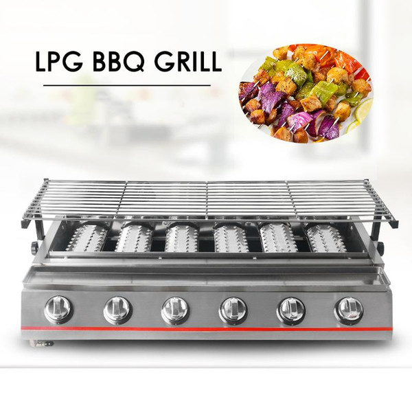 gzzt 6 burners bbq grill gas barbecue grill for outdoor picnic garden lpg commercial household kitchen accessories tools