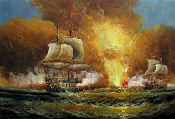 Tall ship sailing -03 Home Decor Handpainted &HD Print Oil Paintings On Canvas Wall Art Pictures 191123