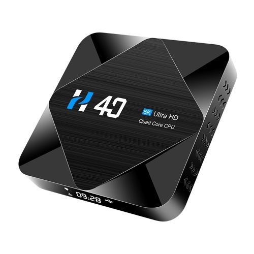 H40 Android 10.0 Smart TV Box Allwinner H616 Quad-core UHD 4K Media Player 6K HDR10 H.265 VP9 4GB / 64GB 2.4G & 5G WiFi BT4.1 100M LAN Télécommande d'affichage LCD