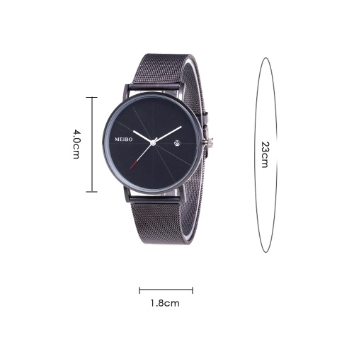Montre-bracelet de calendrier de montre à quartz élégante décontractée d'affaires décontractée avec bracelet en tricot or rose