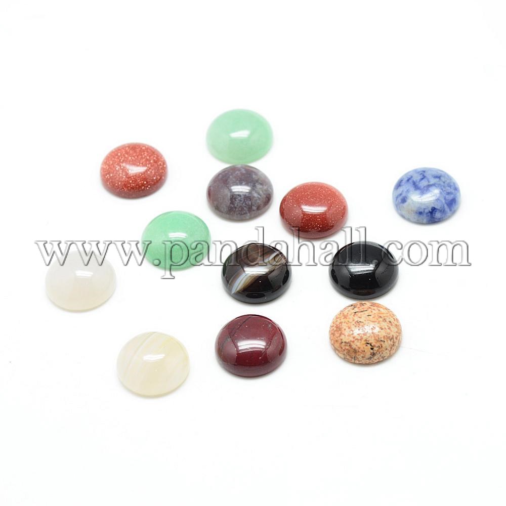 Natural & Synthetic Gemstone Cabochons, Mixed Style, Half Round, Mixed Color, 12x5mm