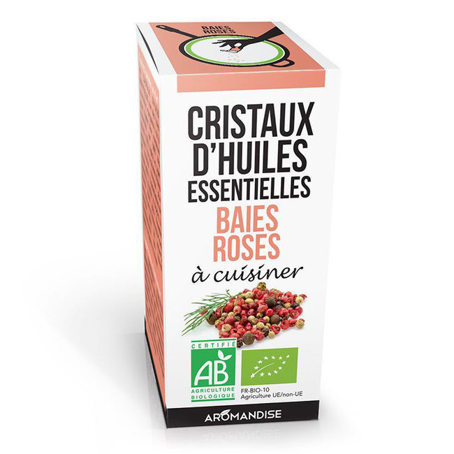 Cristaux d'huiles essentielles Baies roses bio 10g