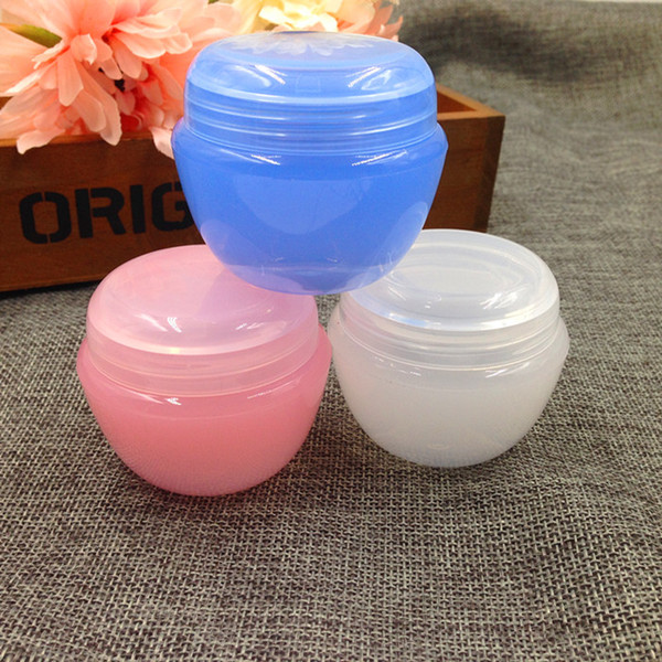 50g clear/blue/pink mushroom face cream jars refillable empty plastic essence mask bottle makeup containers 50pcs/lot hn13