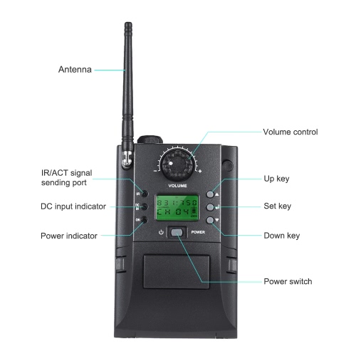 Portable UHF Instrument Wireless Microphone System with Receiver & Transmitter 32 Channels for Sax Saxophone