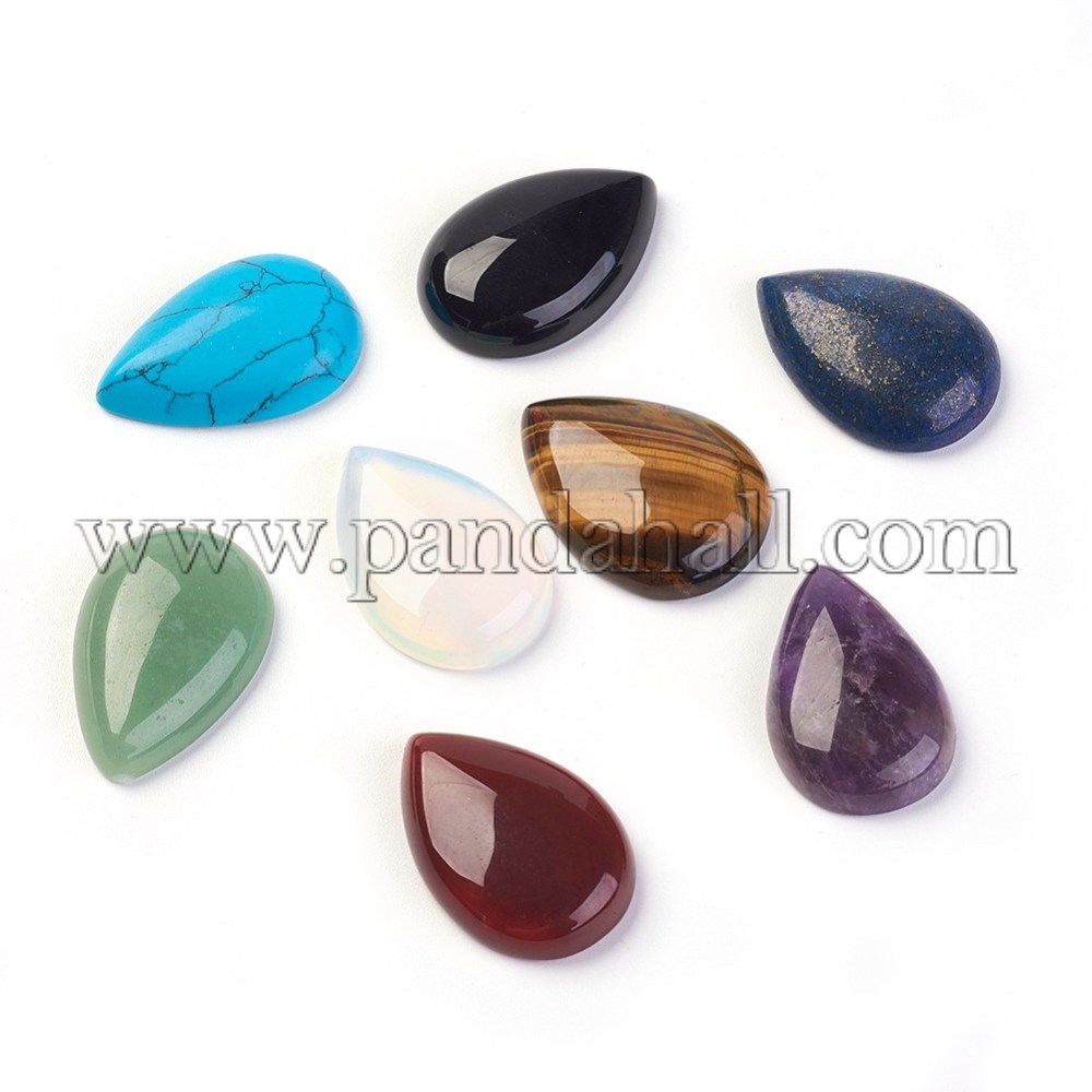 Mixed Gemstone Cabochons, Drop, Mixed Stone, about 30mm long, 20mm wide, 7mm thick