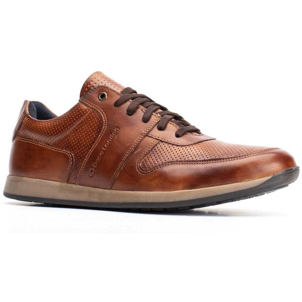 Base London Mens Dakota Burnished Lace Up Leather Trainers UK Size 12 (EU 46)