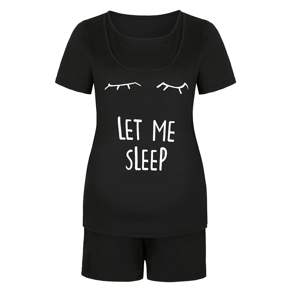Casual Print Short-sleeve Nursing Pajamas