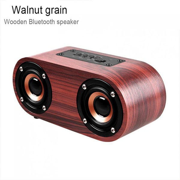 q8 double horn 4.2 bluetooth wireless speaker support aux cable connection and tf card playback for smartphone /tablet pc / mp3 wooden