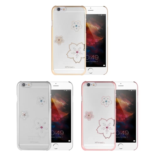 Original X-Fitted luxe 360 ° complet protecteur clair retour plaque pare-chocs téléphone coquille dur housse avec Swarovski strass Design de placage pour iPhone 6 6 s 4,7 pouces