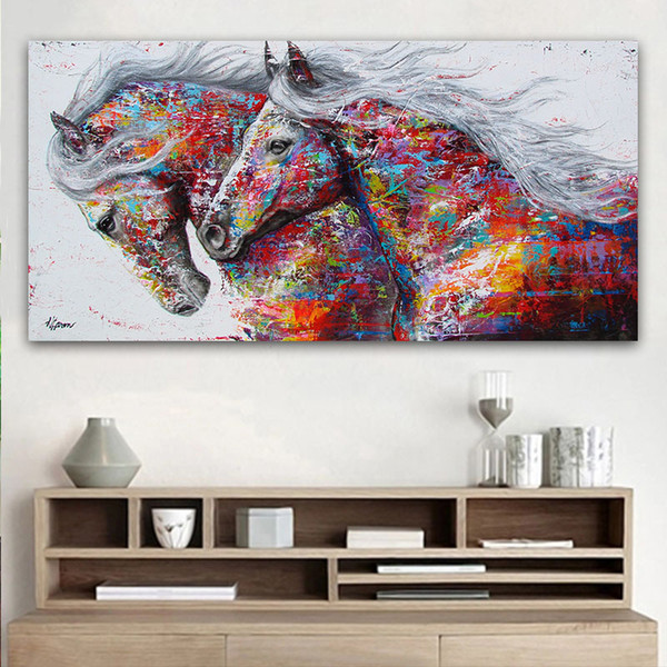 goodecor the two running horse canvas art animal wall art poster pictures for living room home decor wall canvas print painting