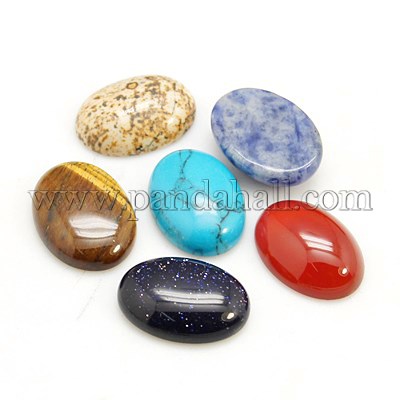 Gemstone Cabochons, Oval, Mixed Stone, 18x13x5mm